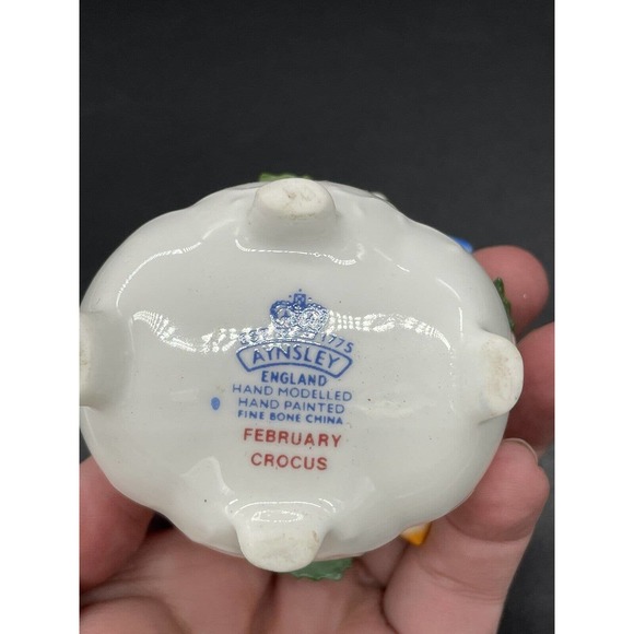 Vintage Aynsley Bone China February Crocus Floral Arrangement Birth Month - Picture 8 of 9